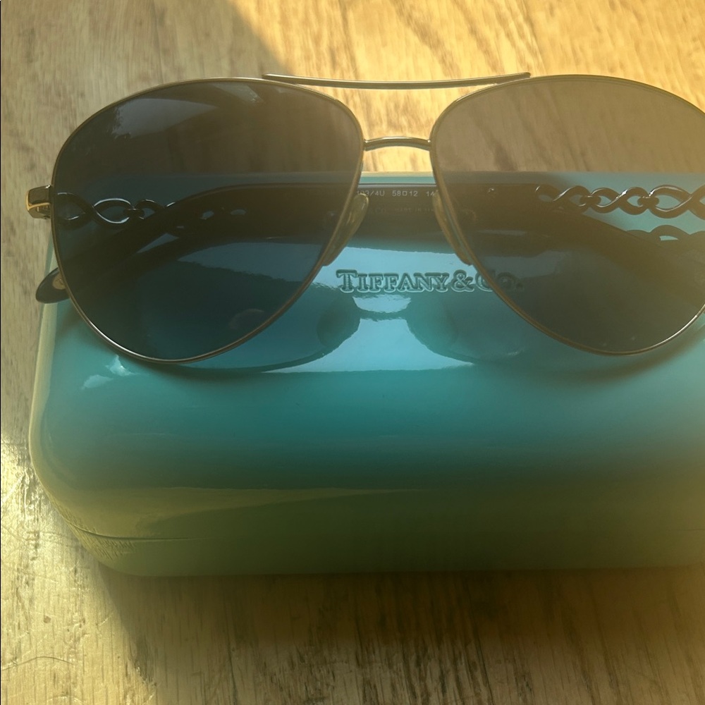 Tiffany & Co. Gold and Black Aviator Sunglasses